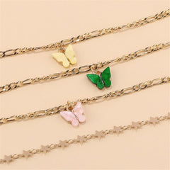 Shell & 18K Gold-Plated Butterfly Anklet Set