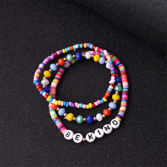 Multicolor Howlite & 18K Gold-Plated 'Be Kind' Beaded Bracelet Set