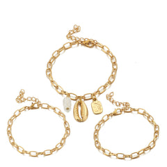 18K Gold-Plated Shell Bracelet Set