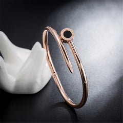 18k Rose Gold-Plated Roman Numeral Screw Cuff - streetregion