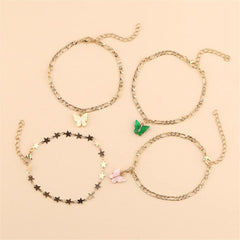 Shell & 18K Gold-Plated Butterfly Anklet Set