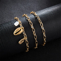 18K Gold-Plated Shell Bracelet Set