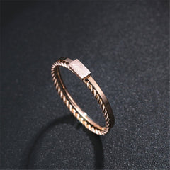 18K Rose Gold-Plated 'Love' Rope-Band Ring