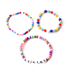 Multicolor Howlite & 18K Gold-Plated 'Be Kind' Beaded Bracelet Set