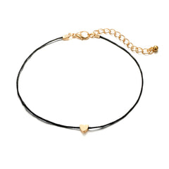 Black Cubic Zirconia & 18K Gold-Plated Bead Heart Bracelet Set