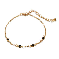 Black Cubic Zirconia & 18K Gold-Plated Bead Heart Bracelet Set