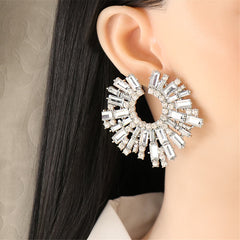 Cubic Zirconia & Silver-Plated Abstract Stud Earrings