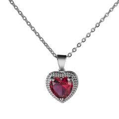 Rose Crystal & Silver-Plated Heart Halo Pendant Necklace