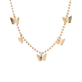 Cubic Zirconia & 18K Gold-Plated Butterfly Station Necklace
