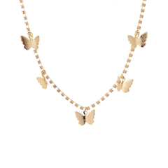 Cubic Zirconia & 18K Gold-Plated Butterfly Station Necklace