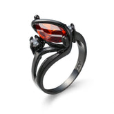 Red Crystal & Black Marquise-Cut Ring