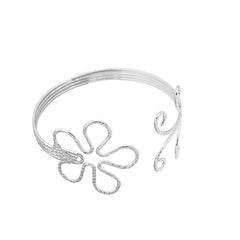Silver-Plated Open Flower Arm Cuff