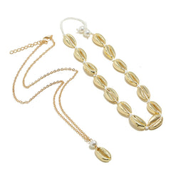 Pearl & 18K Gold-Plated Shell Layered Choker Necklace