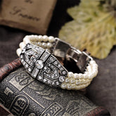 Pearl & Cubic Zirconia Shield Layer Bracelet