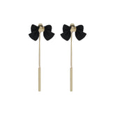 Black Enamel & 18K Gold-Plated Bow Ear Jackets