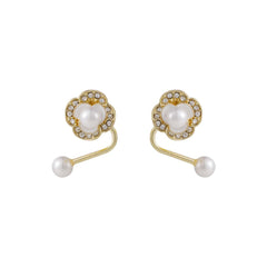 Pearl & Cubic Zirconia Flower Ear Jackets