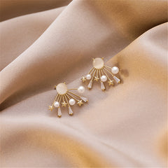 Cats Eye & Pearl 18K Gold-Plated Star Stud Earrings