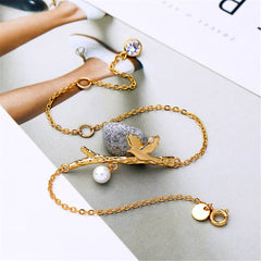 Pearl & 18K Gold-Plated Bird Branch Bracelet
