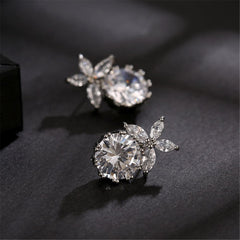 Crystal & Sterling Silver Butterfly & Ball Drop Earrings - streetregion