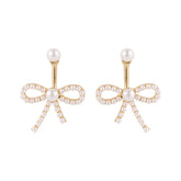 Pearl & 18K Gold-Plated Bow Ear Jackets