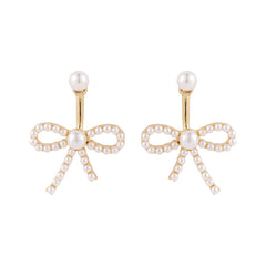 Pearl & 18K Gold-Plated Bow Ear Jackets
