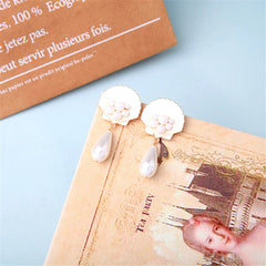 Pearl & 18K Gold-Plated Seashell Drop Earrings
