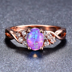 Purple Opal & 18K Rose Gold-Plated Twist Ring