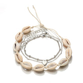 Seashell & Silver-Plated Heart Anklet Set