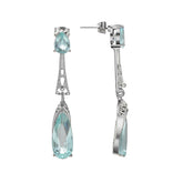 Sea Blue Crystal & Silver-Plated Teardrop Earrings