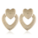 18K Gold-Plated Textured Open-Heart Drop Earrings