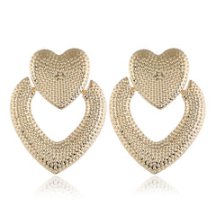 18K Gold-Plated Textured Open-Heart Drop Earrings