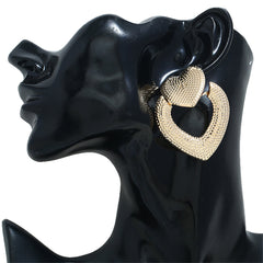 18K Gold-Plated Textured Open-Heart Drop Earrings