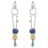Cubic Zirconia & Lapis Geometric Drop Earrings