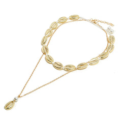 Pearl & 18K Gold-Plated Shell Layered Choker Necklace