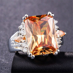 Champagne Crystal & cubic zirconia Princess-Cut Ring - streetregion