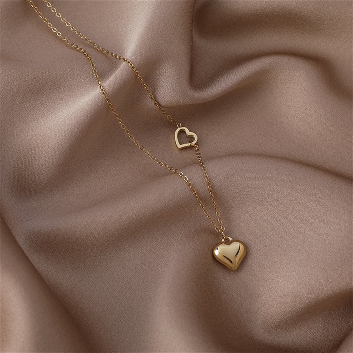 18K Gold-Plated Heart Pendant Necklace, gold pendant necklace for women, elegant gift for her, styled look