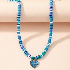 Blue Polymer Clay & 18K Gold-Plated Heart Pendant Necklace