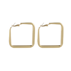 Stylish 18K gold-plated open square hoop earrings, featuring a contemporary design for a chic accessory look.