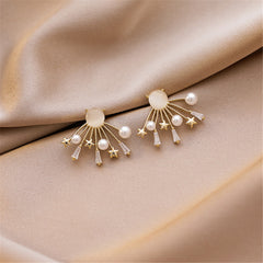 Cats Eye & Pearl 18K Gold-Plated Star Stud Earrings