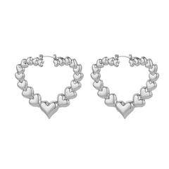 Elegant silver-plated heart hoop earrings, combining romance and fashion in a beautiful design.