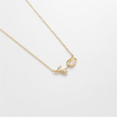 Cat's Eye & Cubic Zirconia Rose Pendant Necklace