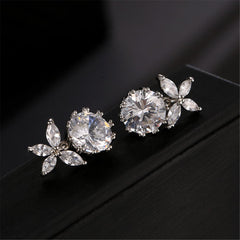 Crystal & Sterling Silver Butterfly & Ball Drop Earrings - streetregion