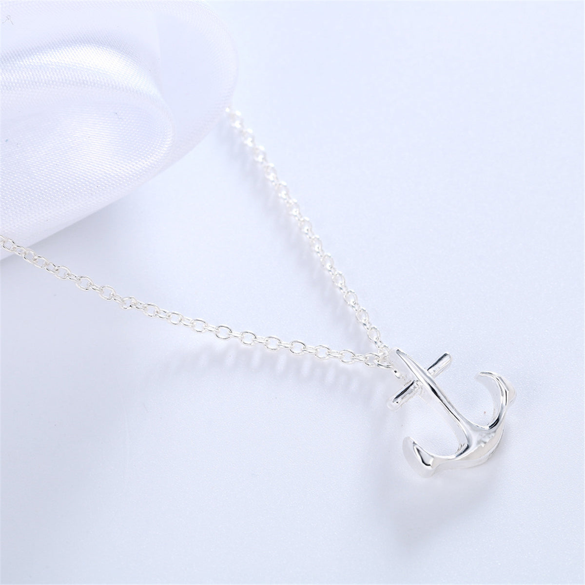 Silver-Plated Anchor Pendant Necklace, silver pendant necklace for women, vintage-inspired design, lifestyle look