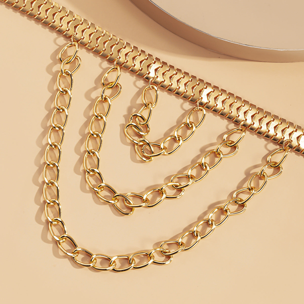 18K Gold-Plated Snake Chain Layered-Tassel Anklet