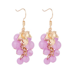 Purple Acrylic & 18K Gold-Plated Grape Drop Earrings