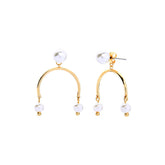 Pearl & 18K Gold-Plated Curved Line Ear Jackets