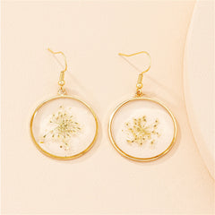 Yellow Baby'S-Breath & 18K Gold-Plated Round Dangle Earrings