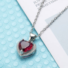 Rose Crystal & Silver-Plated Heart Halo Pendant Necklace