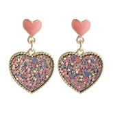 Sequin & 18K Gold-Plated Heart Drop Earrings