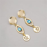 Enamel & 18K Gold-Plated Devil Eye Branch Drop Earrings